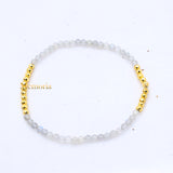 Natural Moonstone Gemstone Stretchable 925 Silver Bracelet