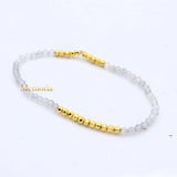 Natural Moonstone Gemstone Stretchable 925 Silver Bracelet