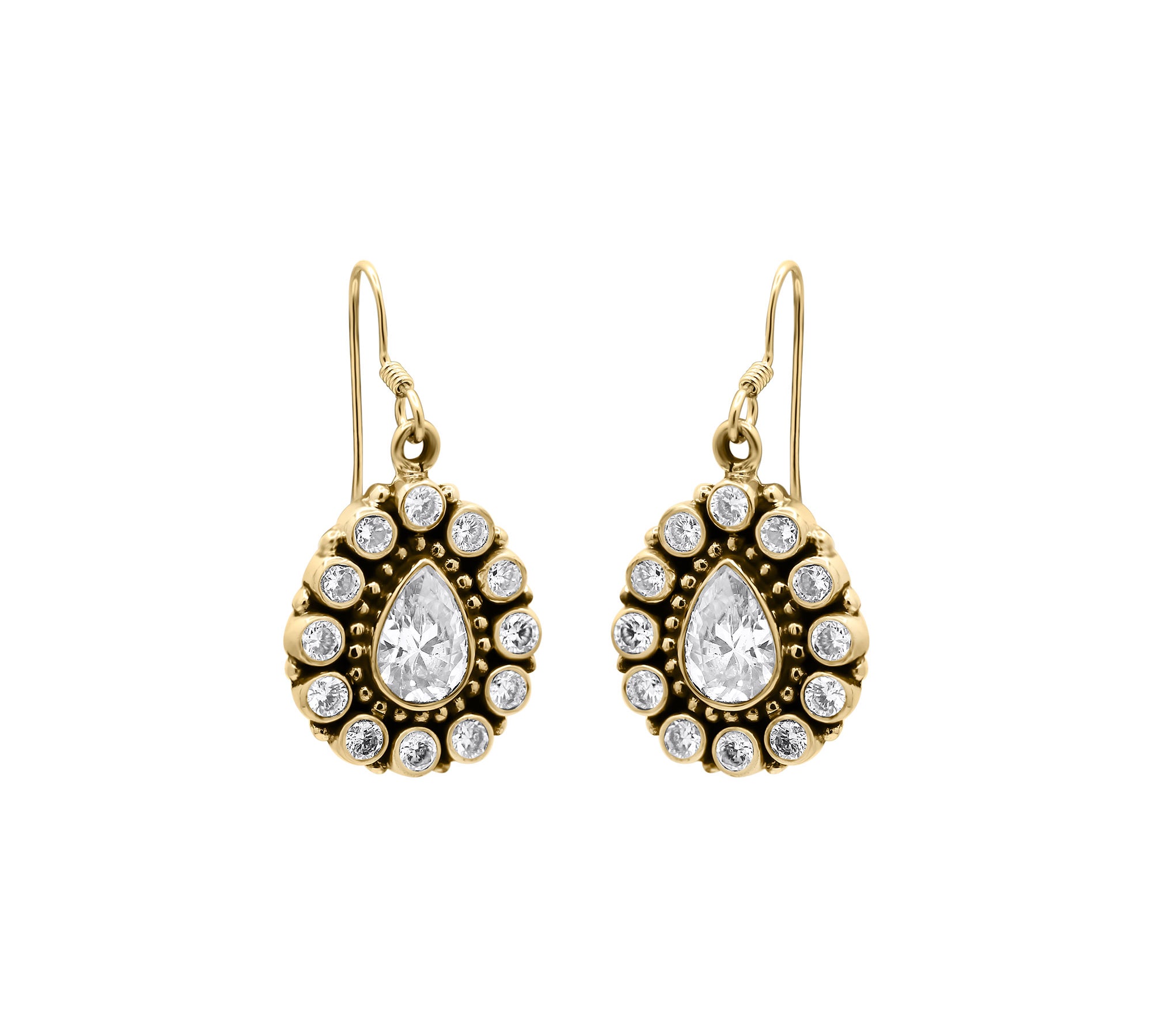 Designer Natural White Topaz Gemstone 925 Sterling Silver Gold Plated Earring