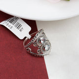 Aquamarine Sterling Silver Ring Double Stone Vintage Boho Statement Band.