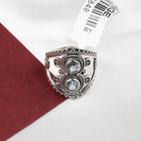 Aquamarine Sterling Silver Ring Double Stone Vintage Boho Statement Band.