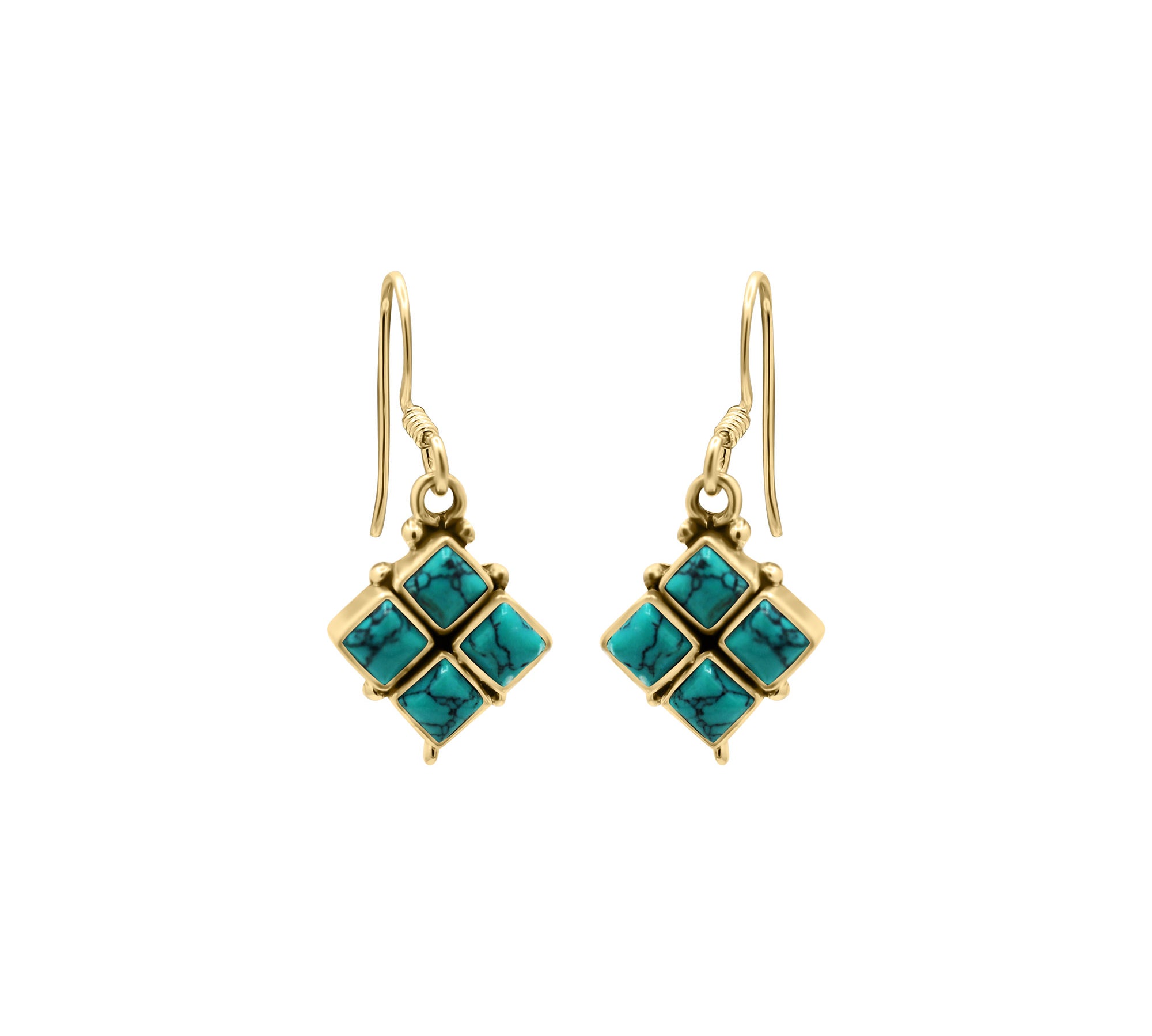 Natural Turquoise Gemstone 925 Sterling Silver Gold Plated Gold Plated Earring