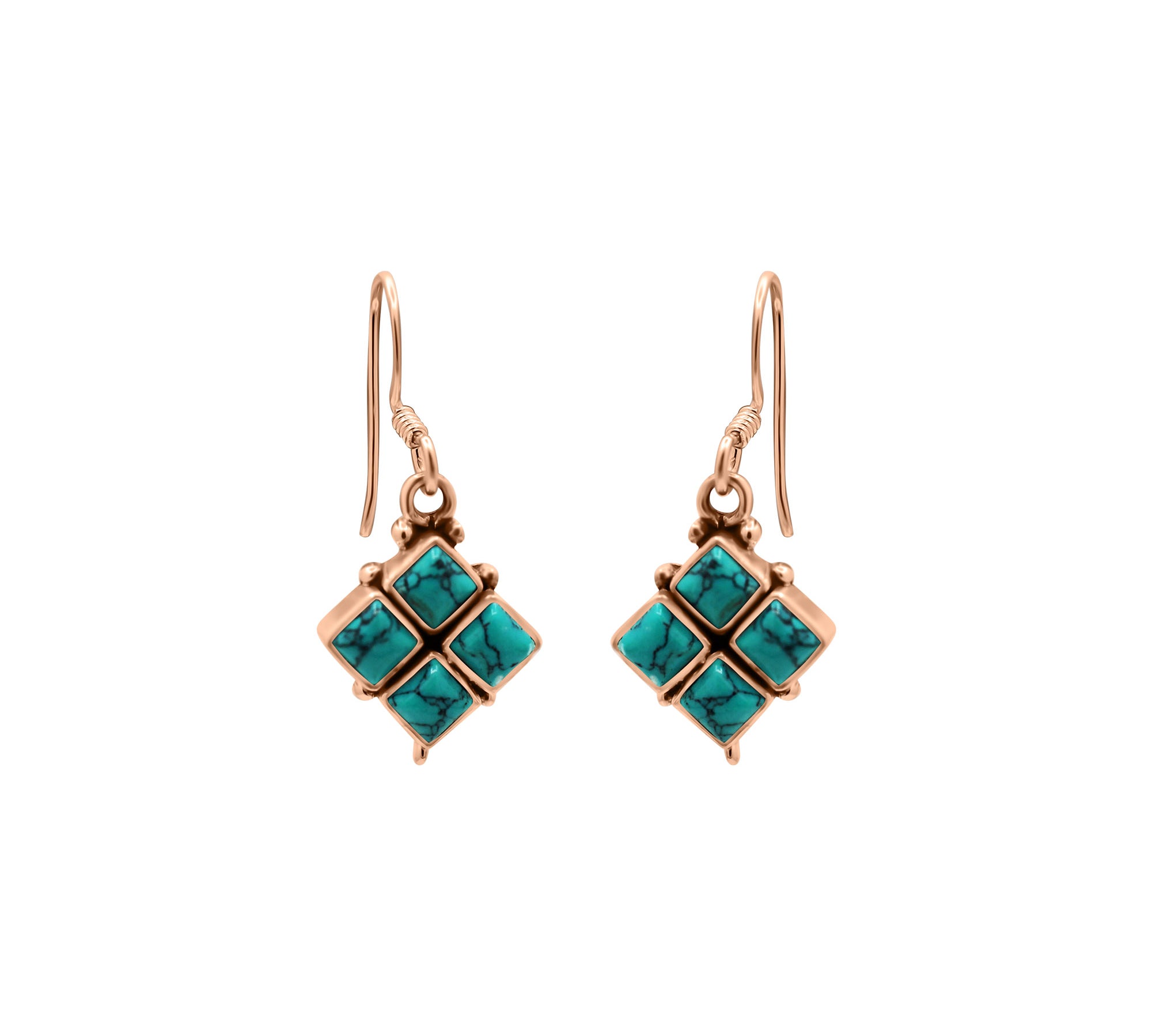 Natural Turquoise Gemstone 925 Sterling Silver Gold Plated Gold Plated Earring