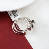 Garnet Sterling Silver Stackable Rings Multi-Stone Red Gemstone Stacking Set