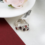 Garnet Sterling Silver Stackable Rings Multi-Stone Red Gemstone Stacking Set
