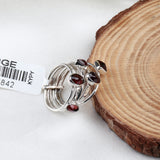 Garnet Sterling Silver Stackable Rings Multi-Stone Red Gemstone Stacking Set