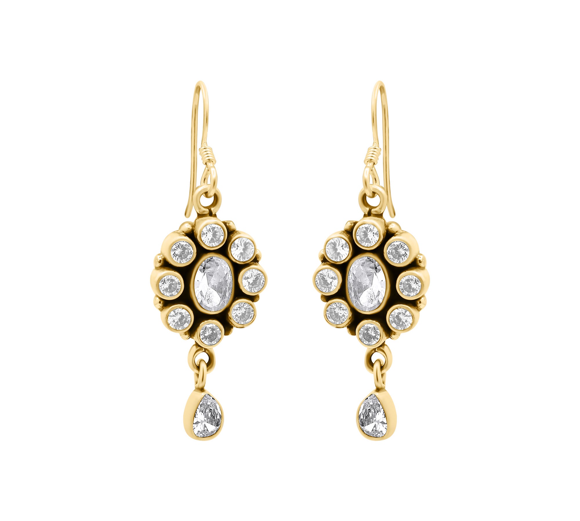 Natural Cubic Zircon 925 Silver Gold Plated Earring