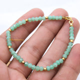 Natural Green Chalcedony Gemstone 925 Silver Bracelet