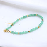 Natural Green Chalcedony Gemstone 925 Silver Bracelet