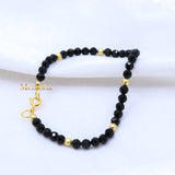 Natural Black Onyx Gemstone 925 Silver Bracelet