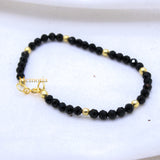 Natural Black Onyx Gemstone 925 Silver Bracelet