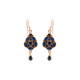 Lab Created Blue Sapphire 925 Silver Gold Plated Drangle Earring