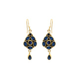 Lab Created Blue Sapphire 925 Silver Gold Plated Drangle Earring