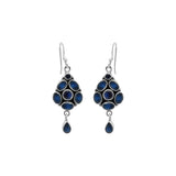 Lab Created Blue Sapphire 925 Silver Gold Plated Drangle Earring