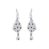 Lab Created Blue Sapphire 925 Silver Gold Plated Drangle Earring