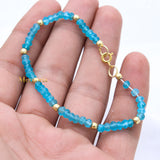 Natural Apatite Gemstone 925 Silver Bracelet