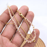 Natural Rose Quartz Gemstone 925 Silver Bracelet