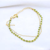 Natural Peridot Gemstone 925 Silver Bracelet