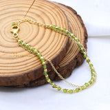 Natural Peridot Gemstone 925 Silver Bracelet