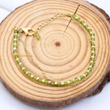 Natural Peridot Gemstone 925 Silver Bracelet