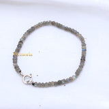 Natural Labradorite Gemstone 925 Silver Bracelet