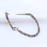 Natural Labradorite Gemstone 925 Silver Bracelet