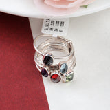 Multi Gemstone Sterling Silver Stackable Rings Dainty Mixed Stone Stacking Set