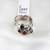 Multi Gemstone Sterling Silver Stackable Rings Dainty Mixed Stone Stacking Set