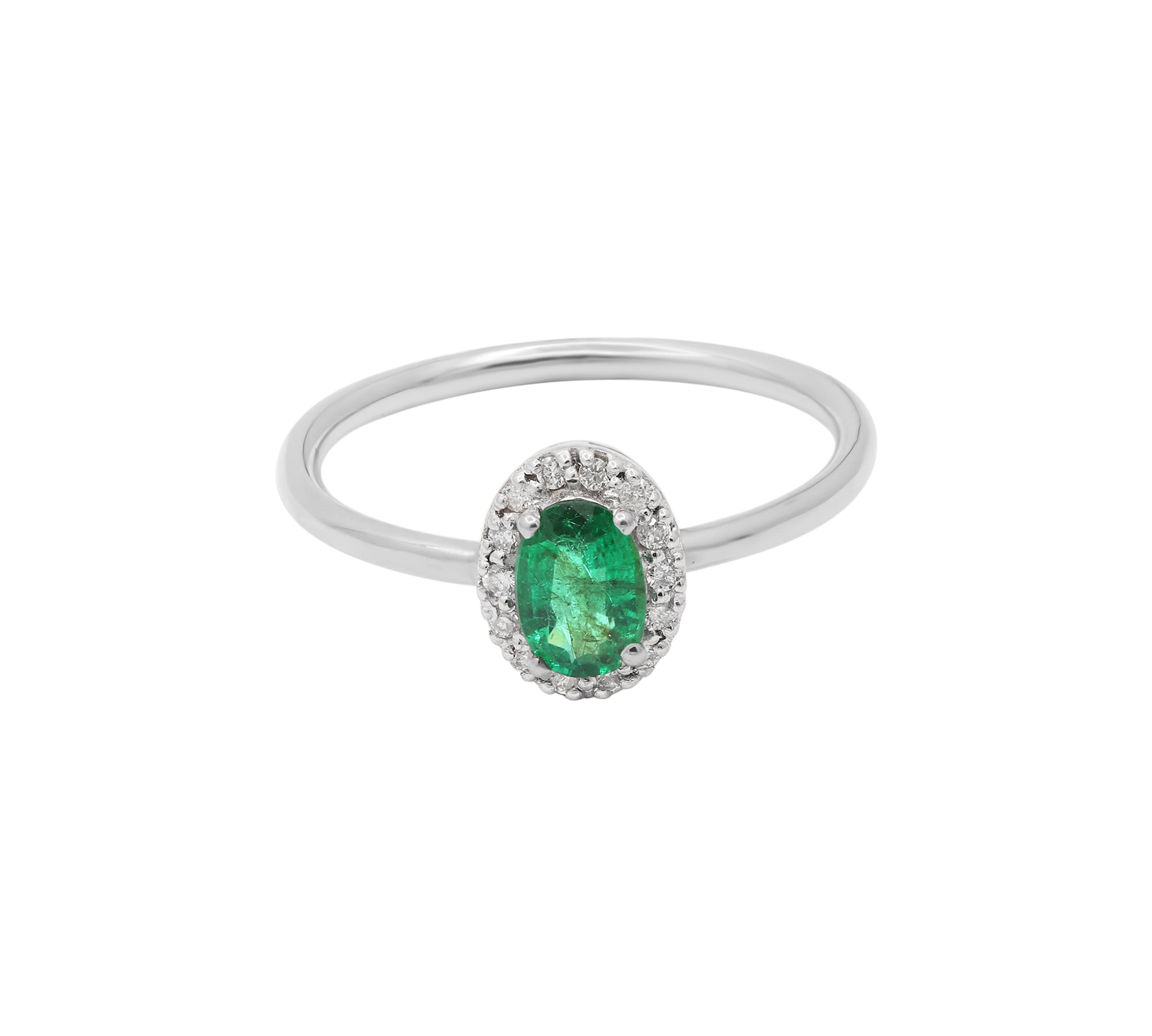 Natural Diamond and Emerald Oval Cut Gemstone 14k Yellow Gold Ring