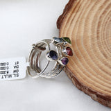 Multi Gemstone Sterling Silver Stackable Rings Dainty Mixed Stone Stacking Set