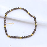 Natural Smoky Quartz Gemstone Stretchable 925 Silver Bracelet