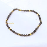 Natural Smoky Quartz Gemstone Stretchable 925 Silver Bracelet