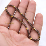 Natural Smoky Quartz Gemstone Stretchable 925 Silver Bracelet