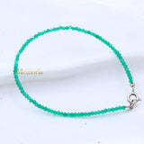 Natural Green Onyx Gemstone 925 Silver Bracelet