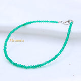 Natural Green Onyx Gemstone 925 Silver Bracelet