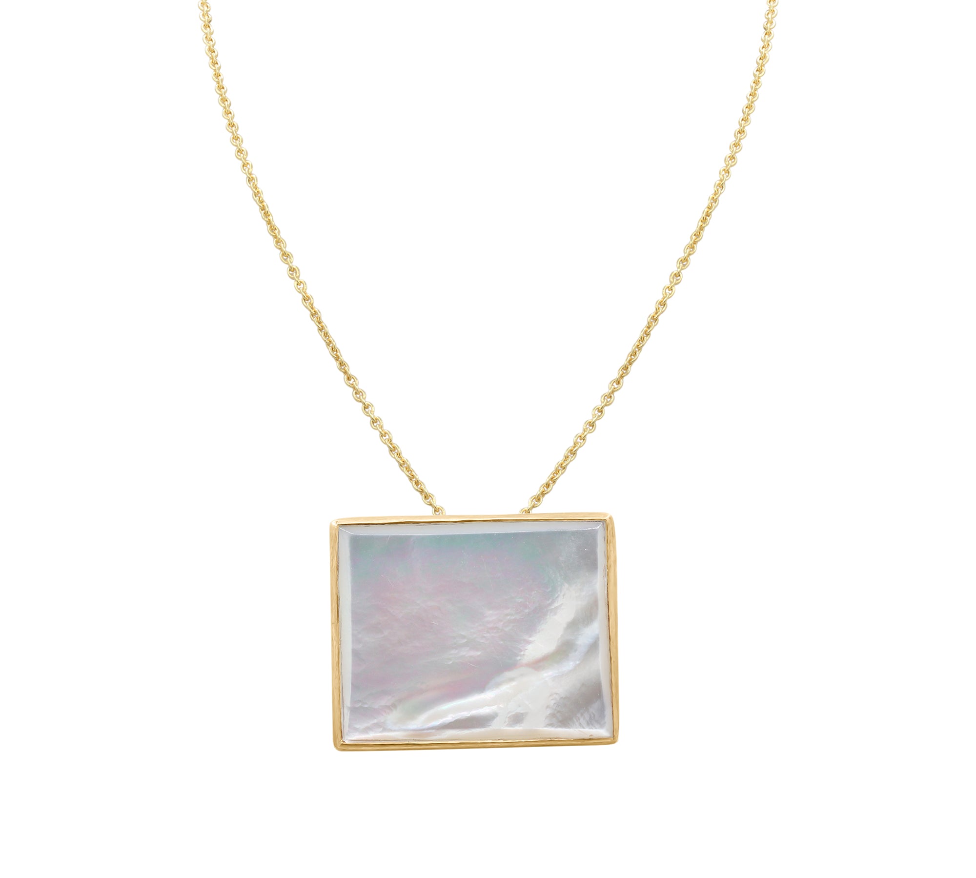Mother Of Pearl 9k Yellow Gold Pendant With Chain