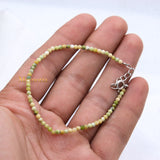 Natural Green Stone 925 Silver Bracelet