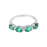 Natural Oval Emerald Gemstone and Diamond 14k Yellow Gold Ring