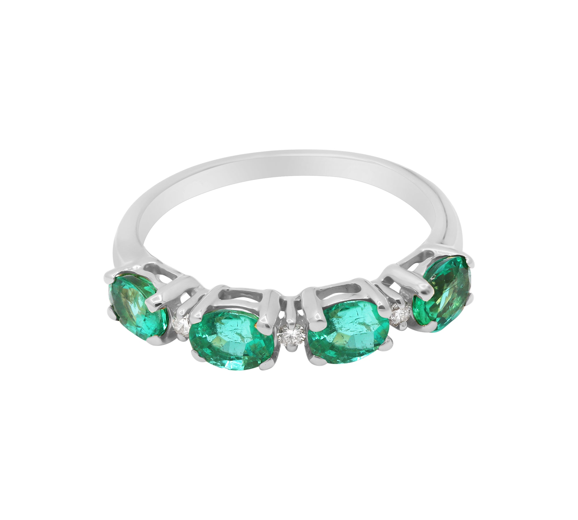 Natural Oval Emerald Gemstone and Diamond 14k Yellow Gold Ring