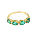 Natural Oval Emerald Gemstone and Diamond 14k Yellow Gold Ring