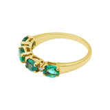 Natural Oval Emerald Gemstone and Diamond 14k Yellow Gold Ring