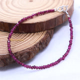 Natural Garnet Gemstone 925 Silver Bracelet