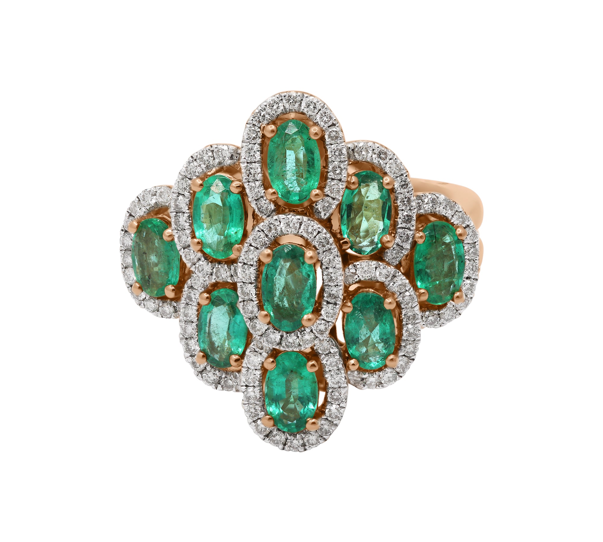 Gorgeous Natural Emerald Gemstone and Diamond 14k Yellow Gold Ring