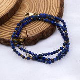 Natural Lapis Lazuli Gemstone 925 Silver Beaded Necklace