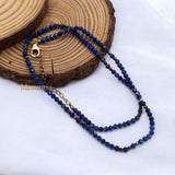 Natural Lapis Lazuli Gemstone 925 Silver Beaded Necklace