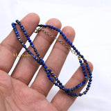 Natural Lapis Lazuli Gemstone 925 Silver Beaded Necklace