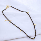 Natural Smoky Quartz Gemstone 925 Silver Beaded Necklace