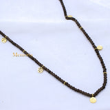 Natural Smoky Quartz Gemstone 925 Silver Beaded Necklace