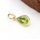 Natural Peridot Gemstone 14k Yellow Gold Pendant