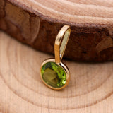 Natural Peridot Gemstone 14k Yellow Gold Pendant